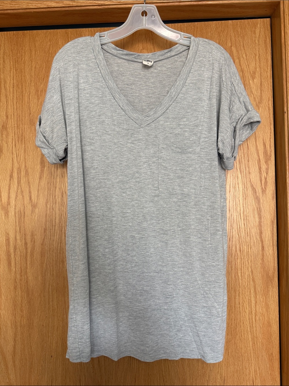 Sew In Love Light Gray V- Neck Tee